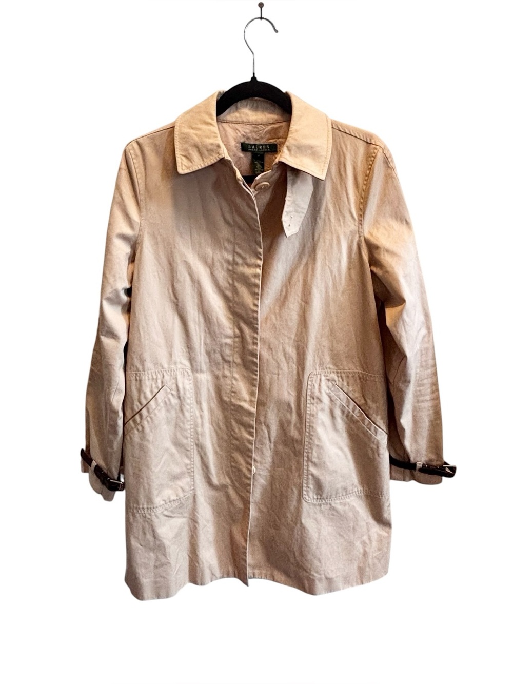 Lauren Ralph Lauren
Beautiful Vintage Tan Car Coat
Leather straps w/ buckles
M